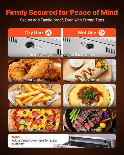 Gewerblicher elektrischer Wärmeschubladenschrank, dreischubladeniger Edelstahl-Speisenwärmer, freistehender Standard-Wärmeschubladenschrank, breiter Temperaturbereich von 30-85℃, für Restaurants, Hotelbuffets und Bäckereien