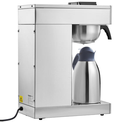 12 Cups Commercial Drip Coffee Maker, Coffee Maker Machine with Thermal Carafe to Keep Warm or Cold, Stainless Steel Pour Over Coffee Brewer for Restaurant, Office, Cafe