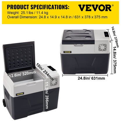 30-Liter-Kompressor-Kühlschrank für Autos, tragbar, klein, für Fahrzeuge wie Pkw, Lkw, Wohnmobile und Boote, Mini-Elektrokühler für Autofahrten, Reisen, Angeln, Outdoor-Aktivitäten und Zuhause