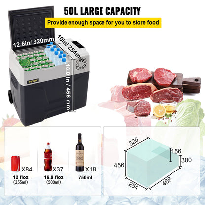 50-Liter-Kompressor-Kühlschrank für Autos, tragbar, klein, für Fahrzeuge wie Pkw, Lkw, Wohnmobile und Boote, Mini-Elektrokühler für Autofahrten, Reisen, Angeln, Outdoor-Aktivitäten und Zuhause