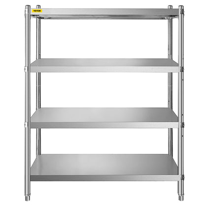 Stainless Steel Shelving, 118.9 x 47 cm 4 Tier Adjustable Shelf Storage Unit, Stainless Steel Heavy Duty Shelving for Kitchen Commercial Office Garage Storage 149.7 kg Per Shelf