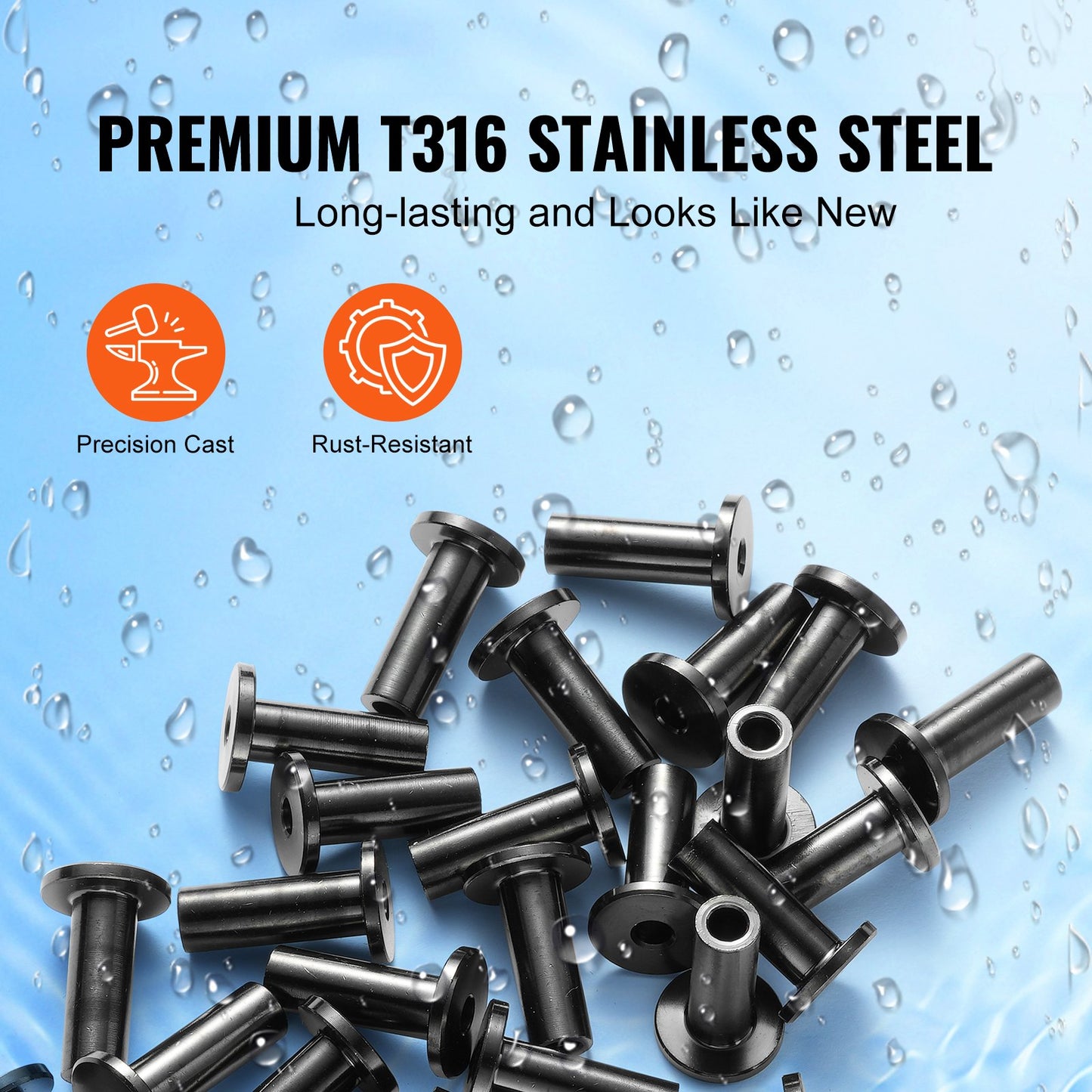 101 Pack T316 Stainless Steel Protector Sleeves for 3.2mm Wire Rope Cable Railing, DIY Balustrade T316 Marine Grade, Come with A Free Drill Bit, Black