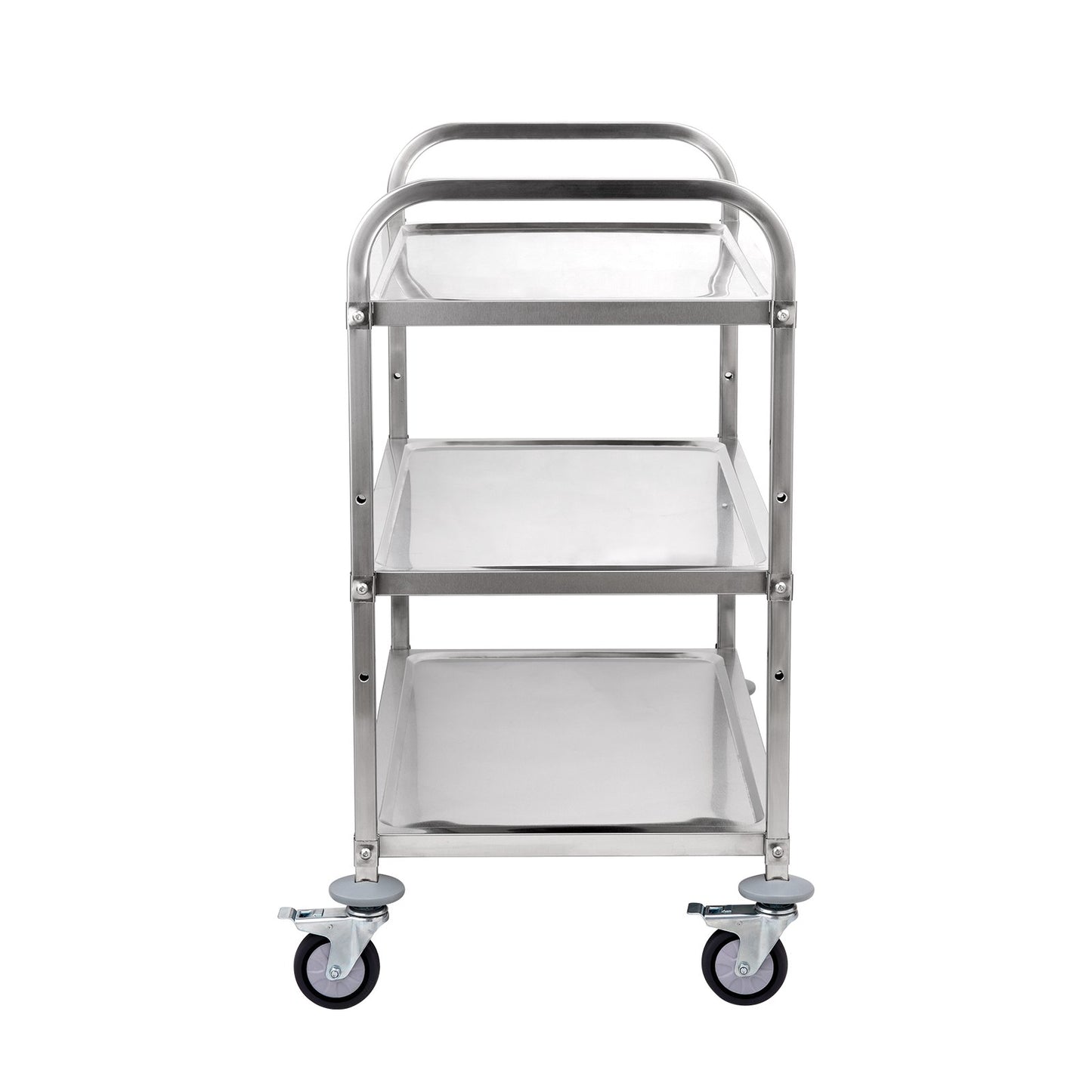 Kitchen Utility Cart, 3 Tiers, Wire Rolling Cart with 450LBS Capacity, Steel Service Cart on Wheels, Metal Storage Trolley with 80mm Basket Curved Handle PP Liner 6 Hooks, for Indoor and Outdoor