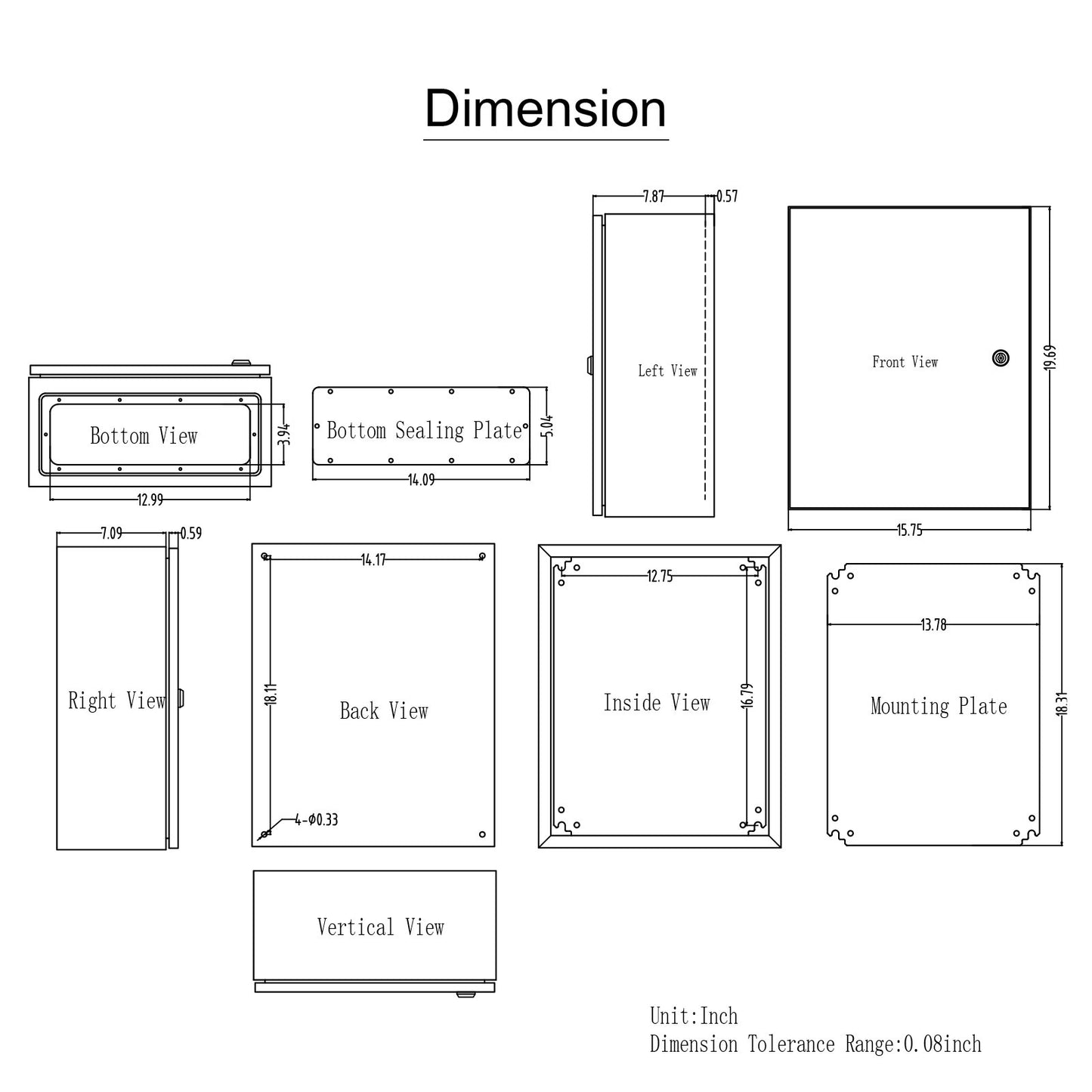 Steel Electrical Box, 50.8 x 40.6 x 20.3 cm, 304 Stainless Steel Electrical Enclosure Box, Wall-Mounted Outdoor Electrical Electronic Equipment Enclosure with Mounting Plate Hinges Lock, IP66 Waterproof