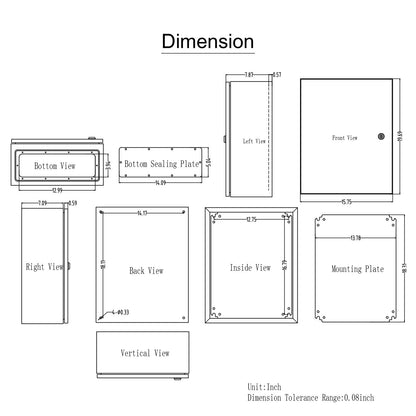 Steel Electrical Box, 50.8 x 40.6 x 20.3 cm, 304 Stainless Steel Electrical Enclosure Box, Wall-Mounted Outdoor Electrical Electronic Equipment Enclosure with Mounting Plate Hinges Lock, IP66 Waterproof
