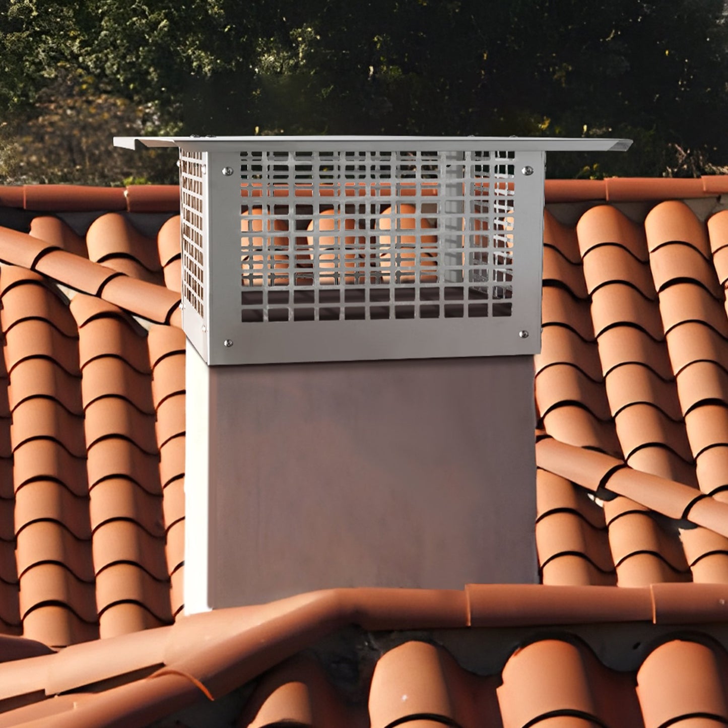 Kaminabdeckung 330,2 x 228,6 mm, Edelstahl 304, kippsicher, praktisches Zubehör, einfache Montage, passend für Kaminrohre mit Drahtgitterabdeckung und Tondachziegeln, silberfarben