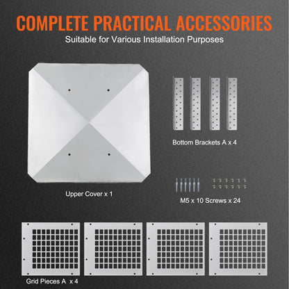 Kaminabdeckung 228,6 x 228,6 mm, Edelstahl 304, kippsicher, praktisches Zubehör, einfache Montage, passend für Kaminrohre mit Drahtgitterabdeckung und Tondachziegeln, silberfarben