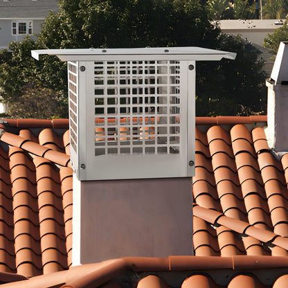 Kaminabdeckung 228,6 x 228,6 mm, Edelstahl 304, kippsicher, praktisches Zubehör, einfache Montage, passend für Kaminrohre mit Drahtgitterabdeckung und Tondachziegeln, silberfarben