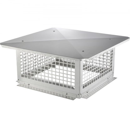 Kaminabdeckung, 431,8 x 431,8 mm, aus Edelstahl 304, kippsicher, praktisches Zubehör, einfache Montage, passend für Kaminrohre mit Drahtgitterabdeckung und Tondachziegeln, silberfarben