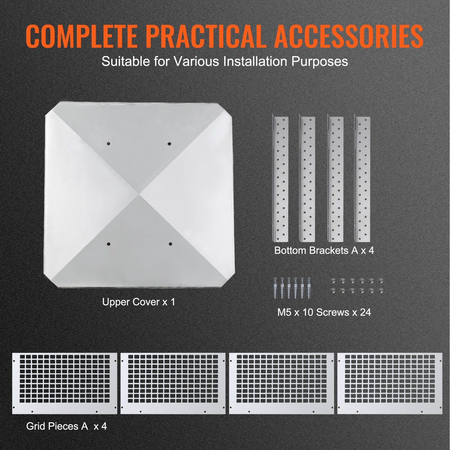 Kaminabdeckung, 431,8 x 431,8 mm, aus Edelstahl 304, kippsicher, praktisches Zubehör, einfache Montage, passend für Kaminrohre mit Drahtgitterabdeckung und Tondachziegeln, silberfarben