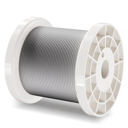 Wire Rope Kit, 1/16" 330 ft 304 Stainless Steel Cable with 80 Sleeves and 20 Thimbles, 450 lbs Breaking Strength, 7x7 Strands Marine Aircraft Grade for Handrail Stair Decking Fence Outdoors