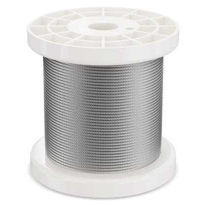 Wire Rope Kit, 1/16" 330 ft 304 Stainless Steel Cable with 80 Sleeves and 20 Thimbles, 450 lbs Breaking Strength, 7x7 Strands Marine Aircraft Grade for Handrail Stair Decking Fence Outdoors