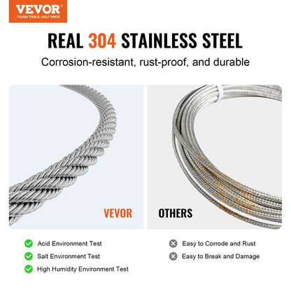 Wire Rope Kit, 1/8" 100 ft 304 Stainless Steel Cable with 124 Accessories, 1600 lbs Breaking Strength, 7x7 Strands Construction Marine Aircraft Grade for Handrail Stair Decking Fence Outdoors