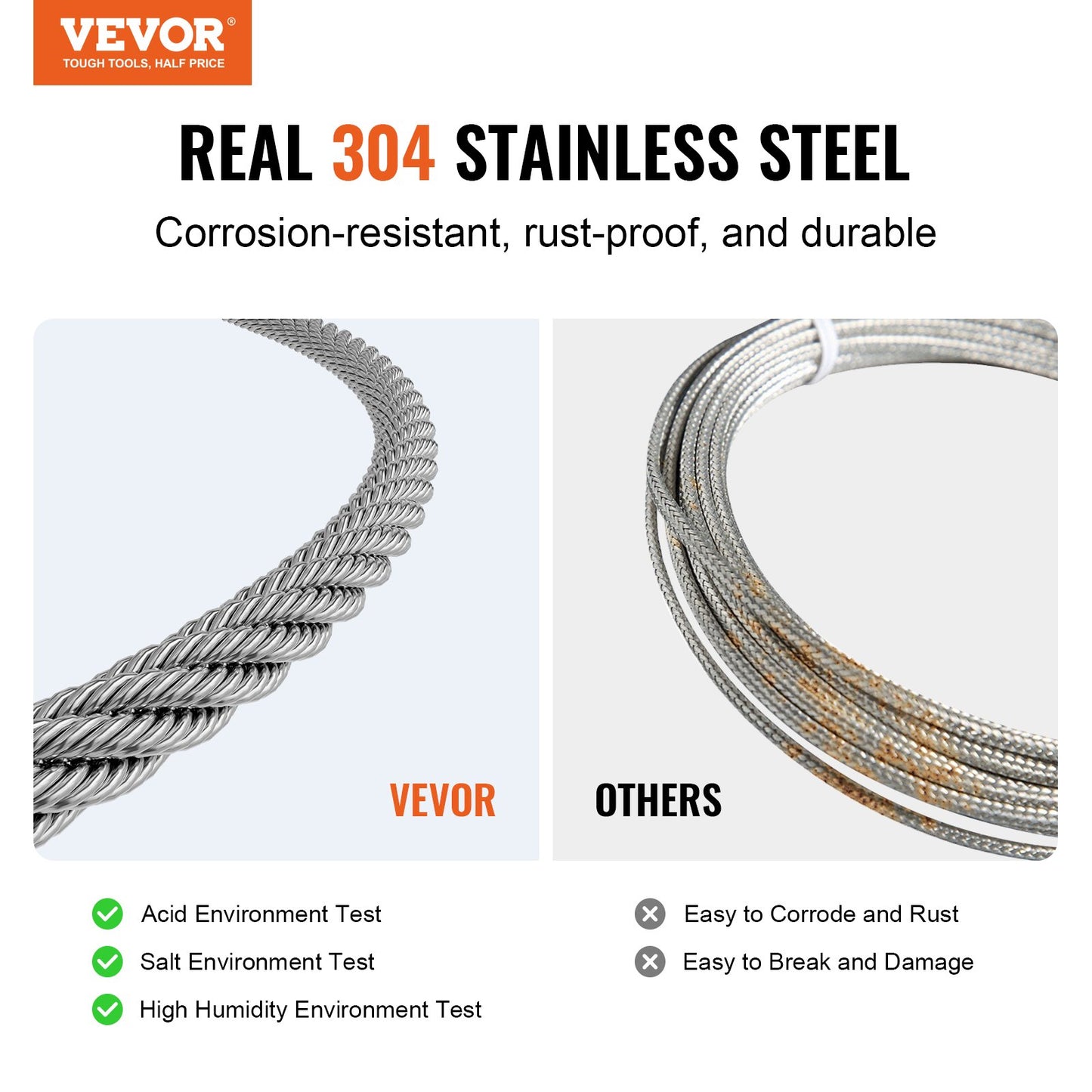 Wire Rope Kit, 1/16" 66 ft 304 Stainless Steel Cable with Crimping Pliers, 160 Sleeves and 12 Thimbles, 7x7 Strands Construction Marine Aircraft Grade for Handrail Stair Decking Fence Outdoors