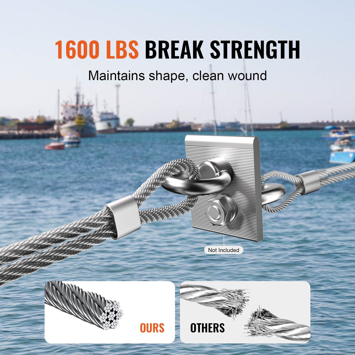 Wire Rope Kit, 1/8" 1000 ft 316 Stainless Steel Cable with Cutter and Gloves, 1600 lbs Breaking Strength, 7x7 Strands Construction Marine Aircraft Grade for Handrail Stair Decking Fence Outdoors