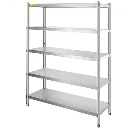 Shelving Unit 48x18.5 Inch Storage Shelves 5-Tier shelving Units And Storage Adjustable Shelf Storage Unit Adjustable Feet Shelving Units Stainless Steel Kitchen Shelves