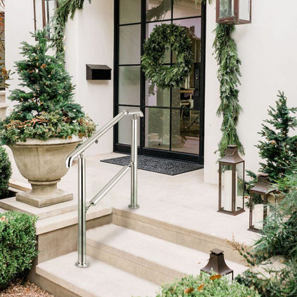 3-stufiges Treppengeländer aus Edelstahl, Übergangsmodell, geeignet für ebene Flächen und 1 bis 3 Stufen, verstellbar, für den Innen- und Außenbereich, Tragkraft 99,8 kg, inkl. Montageset, ideal für Veranda und Selbstmontage
