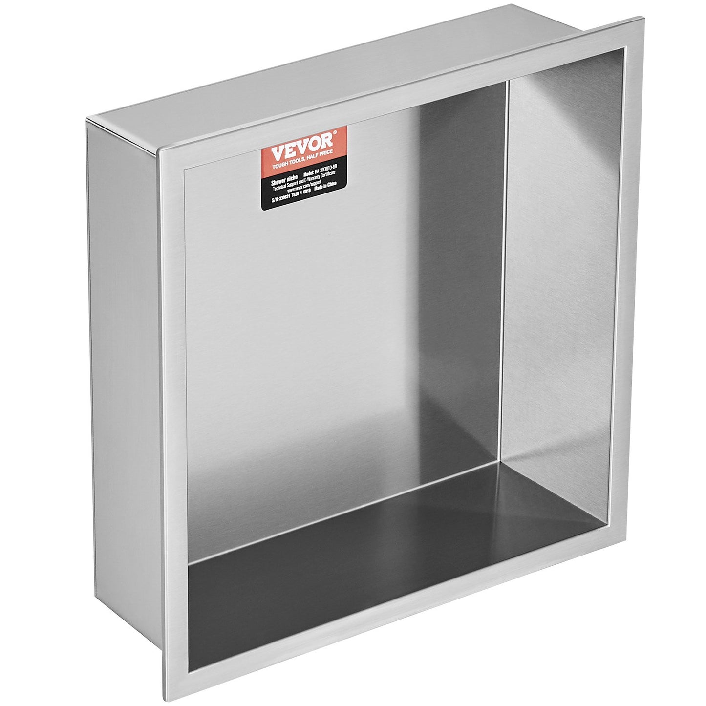 33.02 x 33.02 cm No Tile Shower Niche 304 Stainless Steel, Wall-Inserted Niche Recessed Double Shelves, Sealed Waterproof Rust-Resistant Modern Niche for Shower Bathroom Soap Storage, Silver