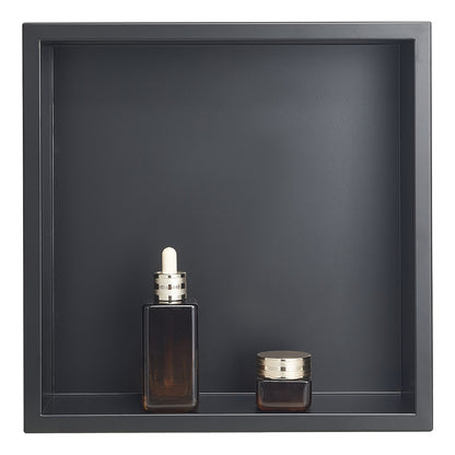 Shower Niche, 33.0 x 33.0 x 10.2 cm Recessed Wall Niche, Heavy-duty Stainless Steel Modern Soap & Shampoo Storage Organizer, Sealed Waterproof, Durable & Easy to Install, Black for Bathroom