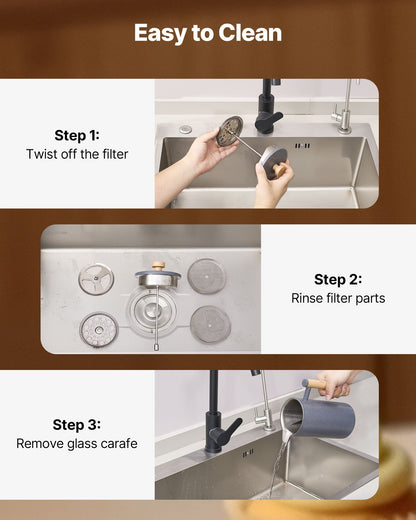 French-Press-Kaffeebereiter, 1 Liter, Edelstahl, mit Filter, große doppelwandige Isolierung, ideal für Cold Brew, Camping, Reisen, Küche und Zuhause, Schwarz