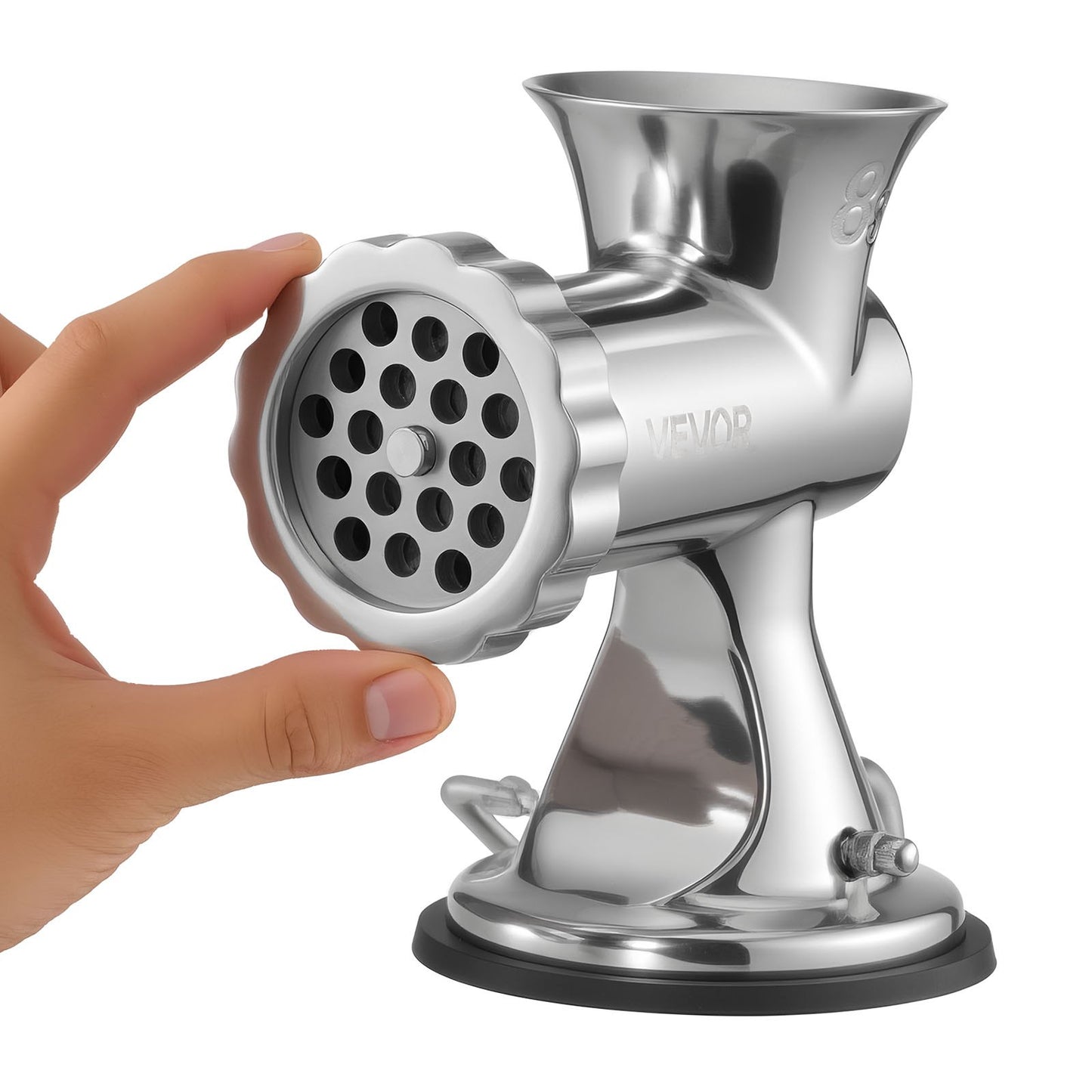 Manual Meat Grinder, 304 Stainless Steel Hand Meat Grinder with Suction Cup + Steel Table Clamp, Meat Mincer Sausage Maker & 2 Cutting Plates, Sausage Tube, Grinding Head for Beef Pepper Cookie