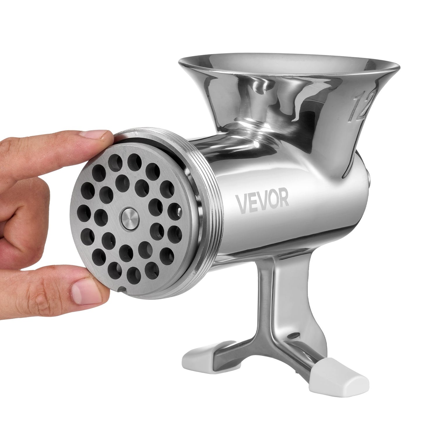 Manueller Fleischwolf, Handfleischwolf aus Edelstahl 304 mit Tischklemme aus Stahl, Wurstfüller und 2 Schneidscheiben, Keksaufsatz, Wurstrohr für Rindfleisch, Paprika, Pilze und Kekse