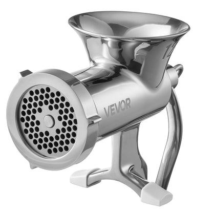 Manueller Fleischwolf, Handfleischwolf aus Edelstahl 304 mit Tischklemme aus Stahl, Wurstfüller und 2 Schneidscheiben, Keksaufsatz, Wurstrohr für Rindfleisch, Paprika, Pilze und Kekse