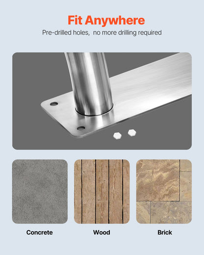 Pool Handrail, 30" x 30" Swimming Pool Stair Rail, 2 PCs Stainless Steel Stair Pool Hand Rail Rated 375lbs Load Capacity, Pool Rail with Quick Mount Base Plate, and Complete Mounting Accessories