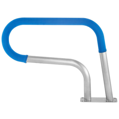 Poolgeländer 30x22" Poolgeländer 304 Edelstahl 250LBS Tragfähigkeit Silber Rostfreier Poolhandlauf Ergonomischer Schwimmbadhandlauf mit blauer Griffabdeckung &amp; M8 Bohrer &amp; selbstschneidenden Schrauben