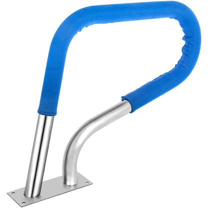Poolgeländer 32x23" Poolgeländer 304 Edelstahl 250LBS Tragfähigkeit Silber Rostfreier Poolhandlauf Ergonomischer Schwimmbadhandlauf mit blauer Griffabdeckung &amp; M8 Bohrer &amp; selbstschneidenden Schrauben