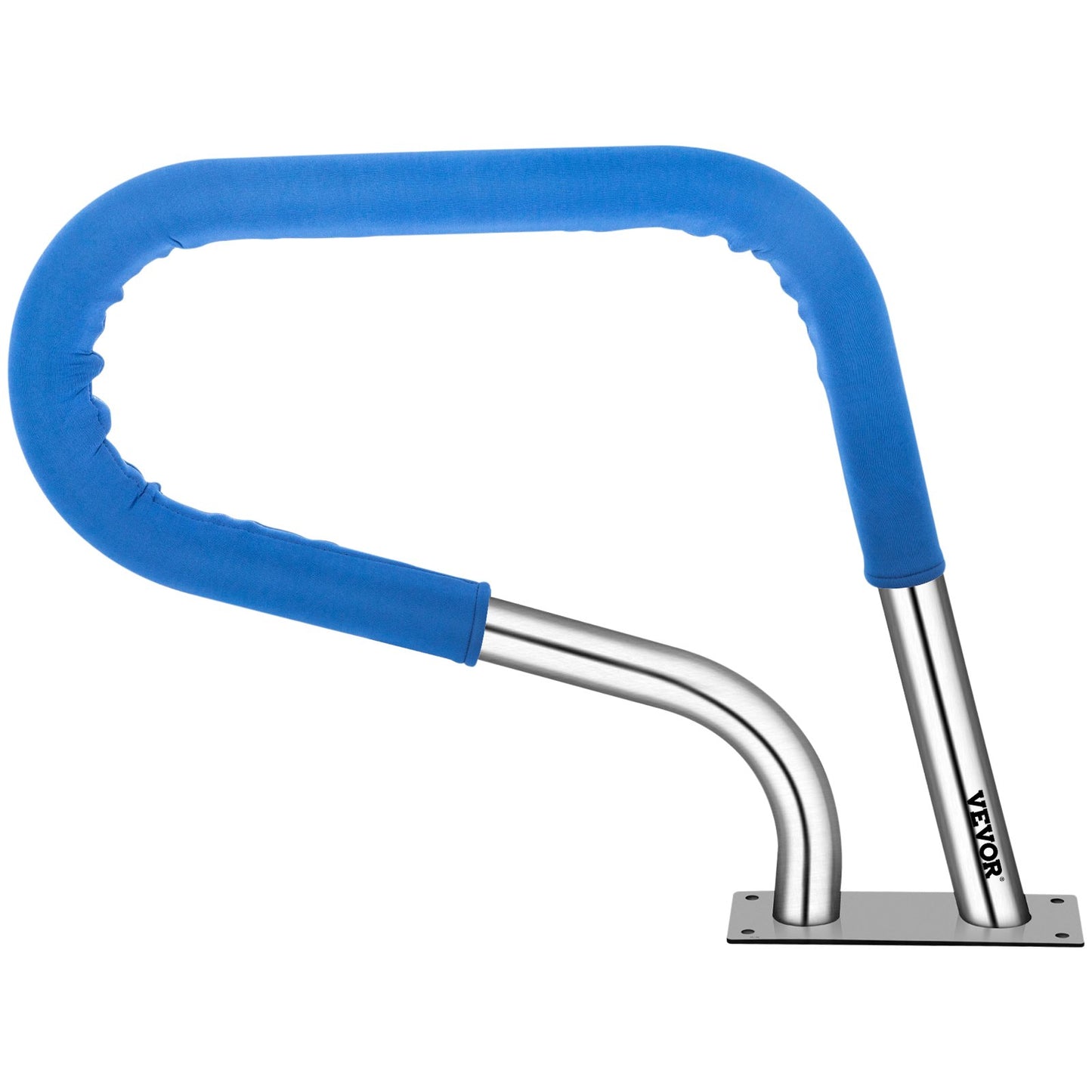 Poolgeländer 32x23" Poolgeländer 304 Edelstahl 250LBS Tragfähigkeit Silber Rostfreier Poolhandlauf Ergonomischer Schwimmbadhandlauf mit blauer Griffabdeckung &amp; M8 Bohrer &amp; selbstschneidenden Schrauben