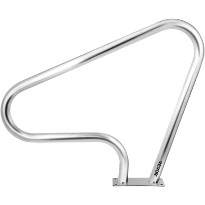 Poolgeländer 39x32" Poolgeländer 304 Edelstahl 250LBS Tragfähigkeit Silber Rostfreier Poolhandlauf Ergonomischer Schwimmbadhandlauf mit blauer Griffabdeckung &amp; M8 Bohrer &amp; selbstschneidenden Schrauben