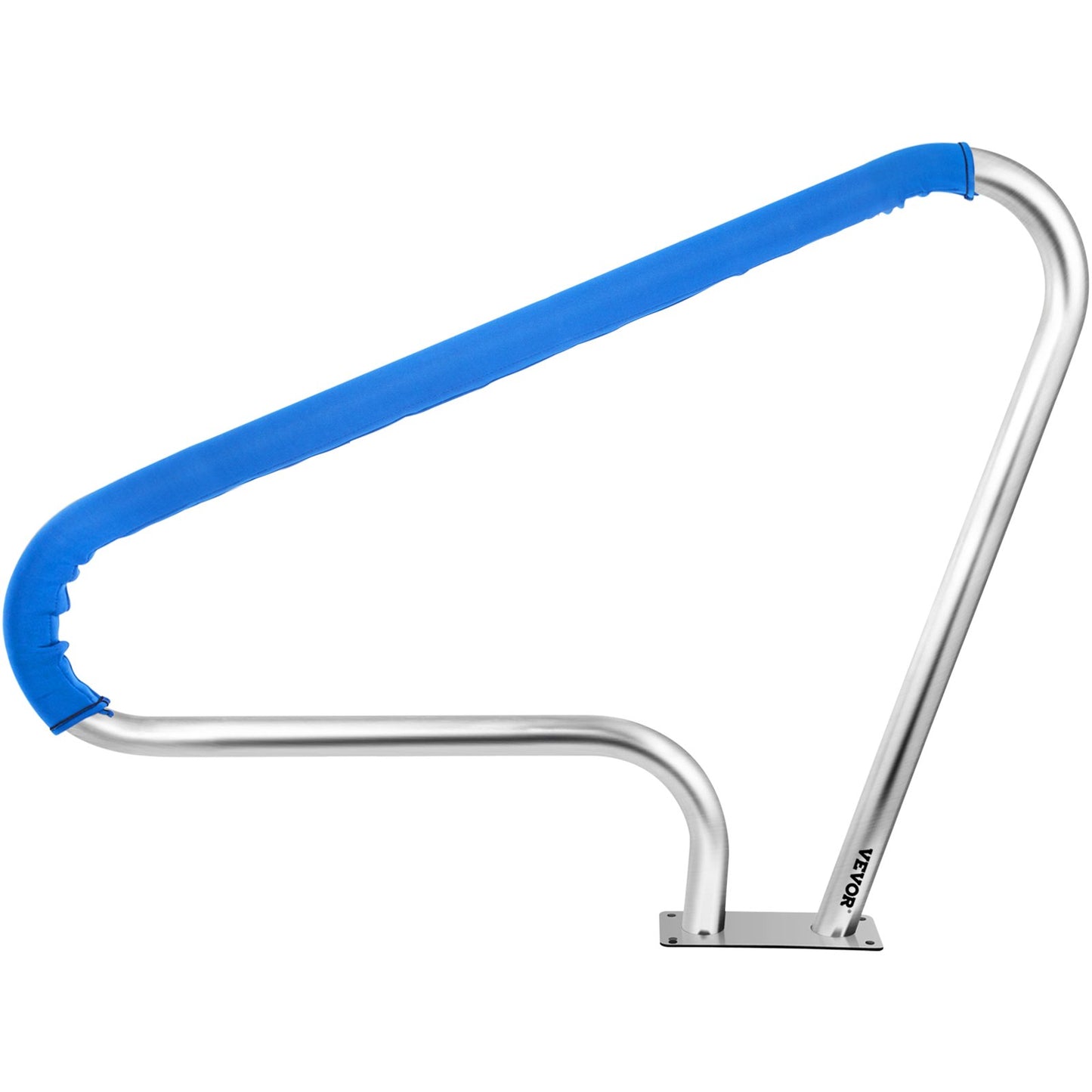Poolgeländer 48x36" Poolgeländer 304 Edelstahl 250LBS Tragfähigkeit Silber Rostfreier Poolhandlauf Ergonomischer Schwimmbadhandlauf mit blauer Griffabdeckung &amp; M8 Bohrer &amp; selbstschneidenden Schrauben