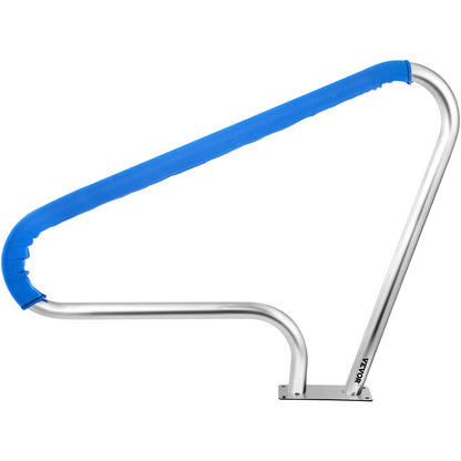 Poolgeländer 48x36" Poolgeländer 304 Edelstahl 250LBS Tragfähigkeit Silber Rostfreier Poolhandlauf Ergonomischer Schwimmbadhandlauf mit blauer Griffabdeckung &amp; M8 Bohrer &amp; selbstschneidenden Schrauben