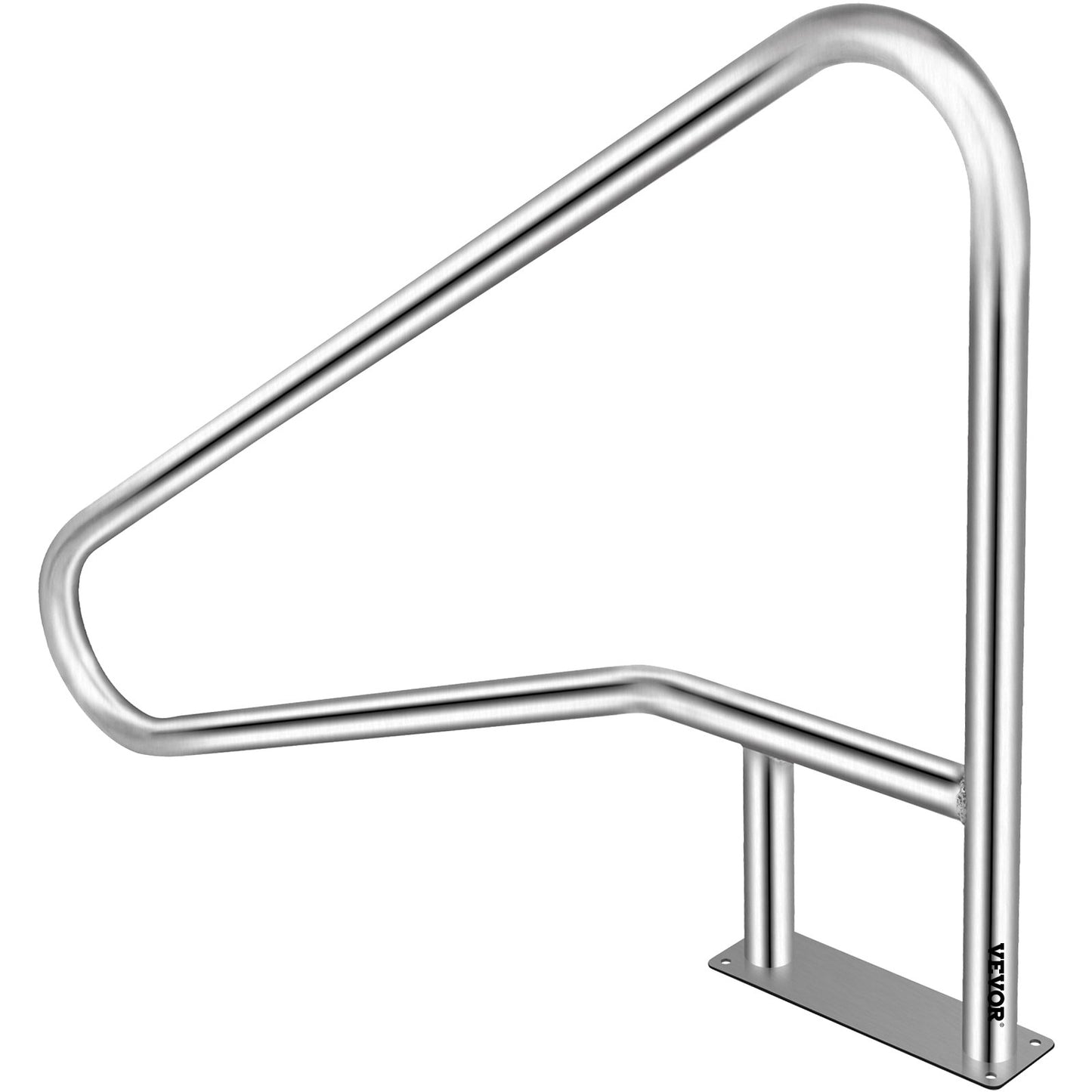 Pool Rail 139.7x81.3 cm Pool Railing 304 Stainless Steel 113.4 kg Load Capacity Silver Rustproof Pool Handrail Humanized Swimming Pool Handrail with Blue Grip Cover & M8 Drill Bit & Self-taping Screws