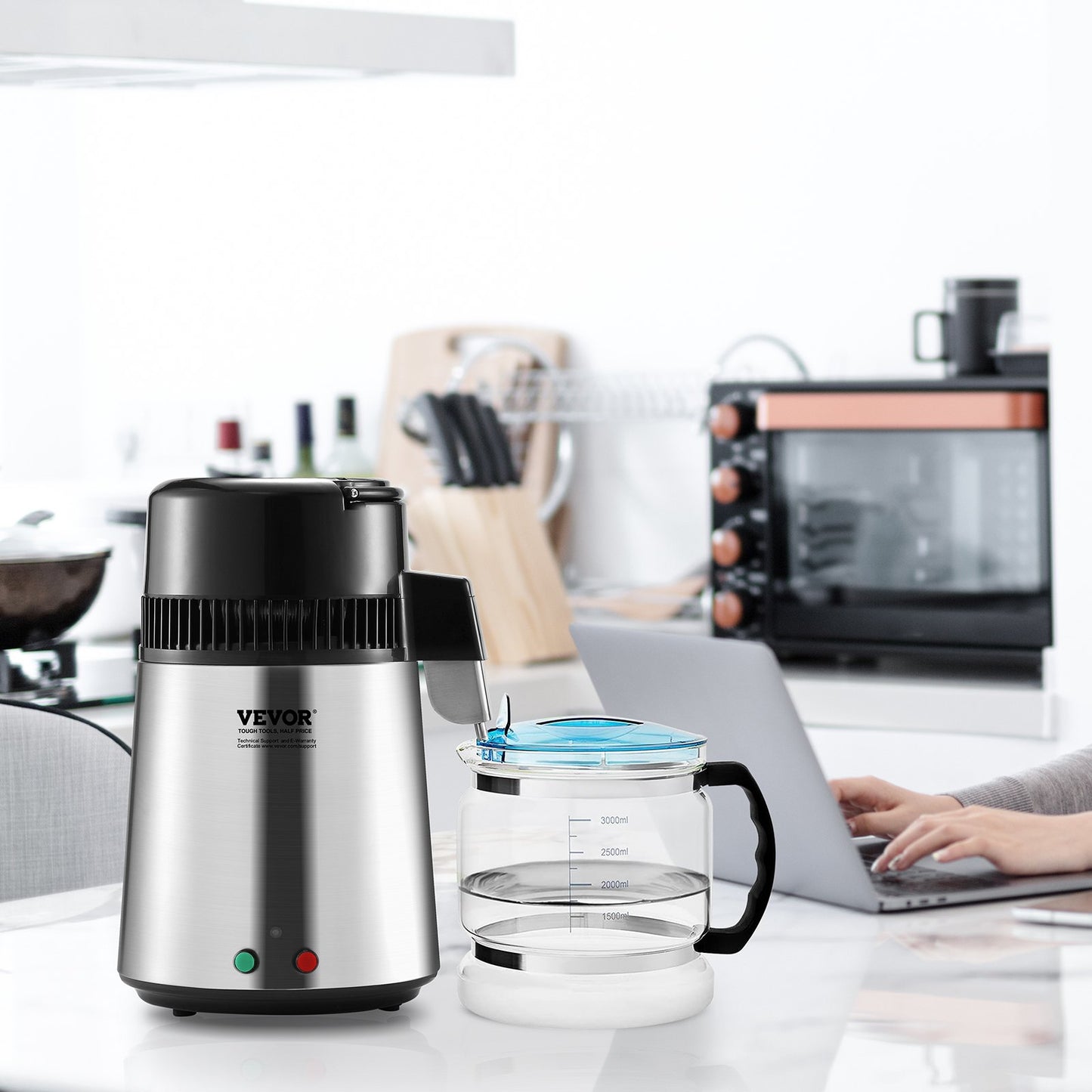 4-Liter-Wasserdestilliergerät mit Edelstahl-Innenraum, Tischgerät