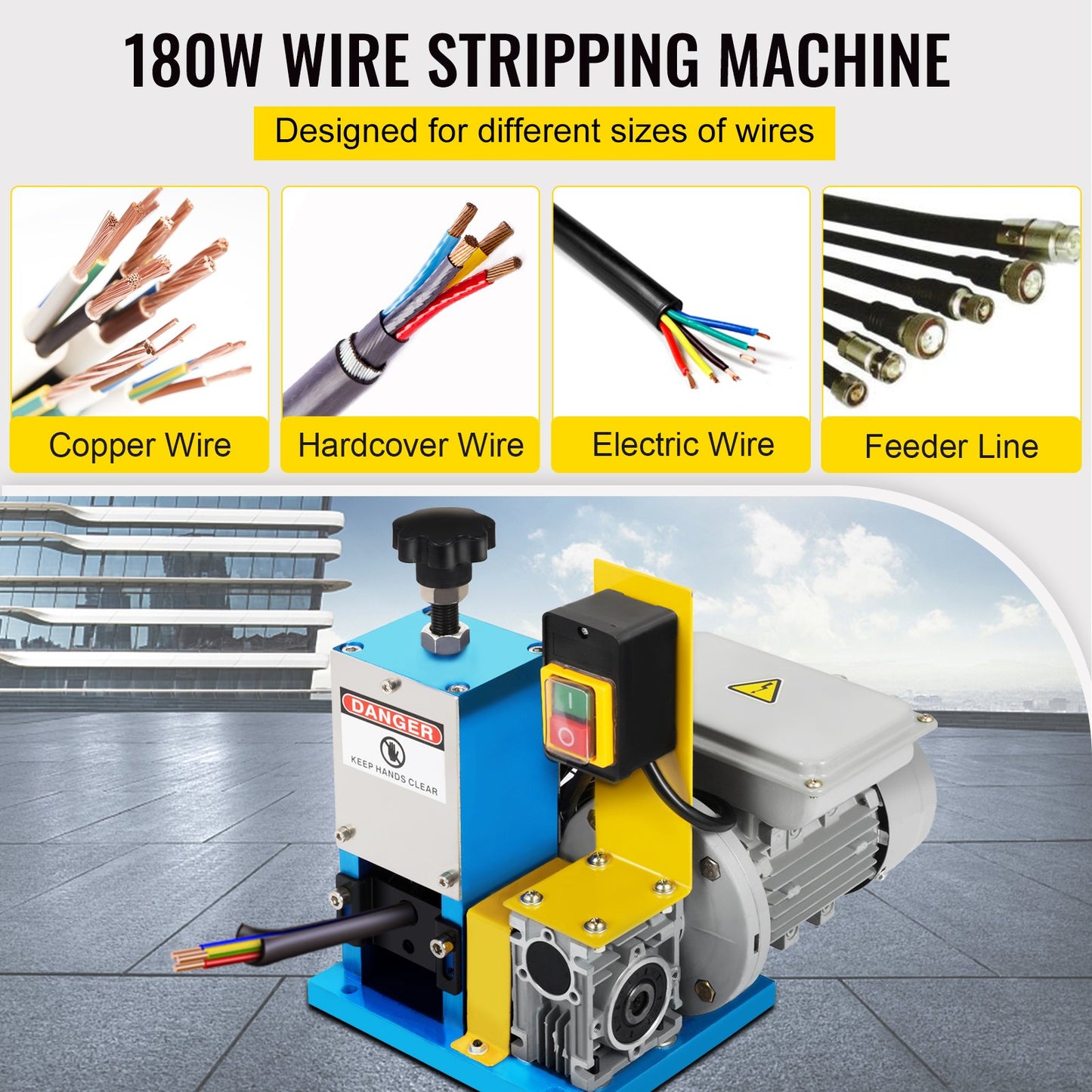 Electric Wire Stripping Machine Φ1.5mm~Φ25mm Portable Automatic Wire Stripper Cable 180W Wire Stripping Machine Tool for Scrap Copper Recycling