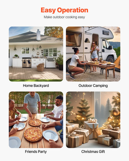 Outdoor Pizza Oven, 12 Inch Wood Fired Pizza Ovens, Pellet Pizza-Stove with Thermometer, Portable Pizza-Maker for Outside Backyard Patio Camping, Pizza-Stone, Carry Bag, Shovel, Black