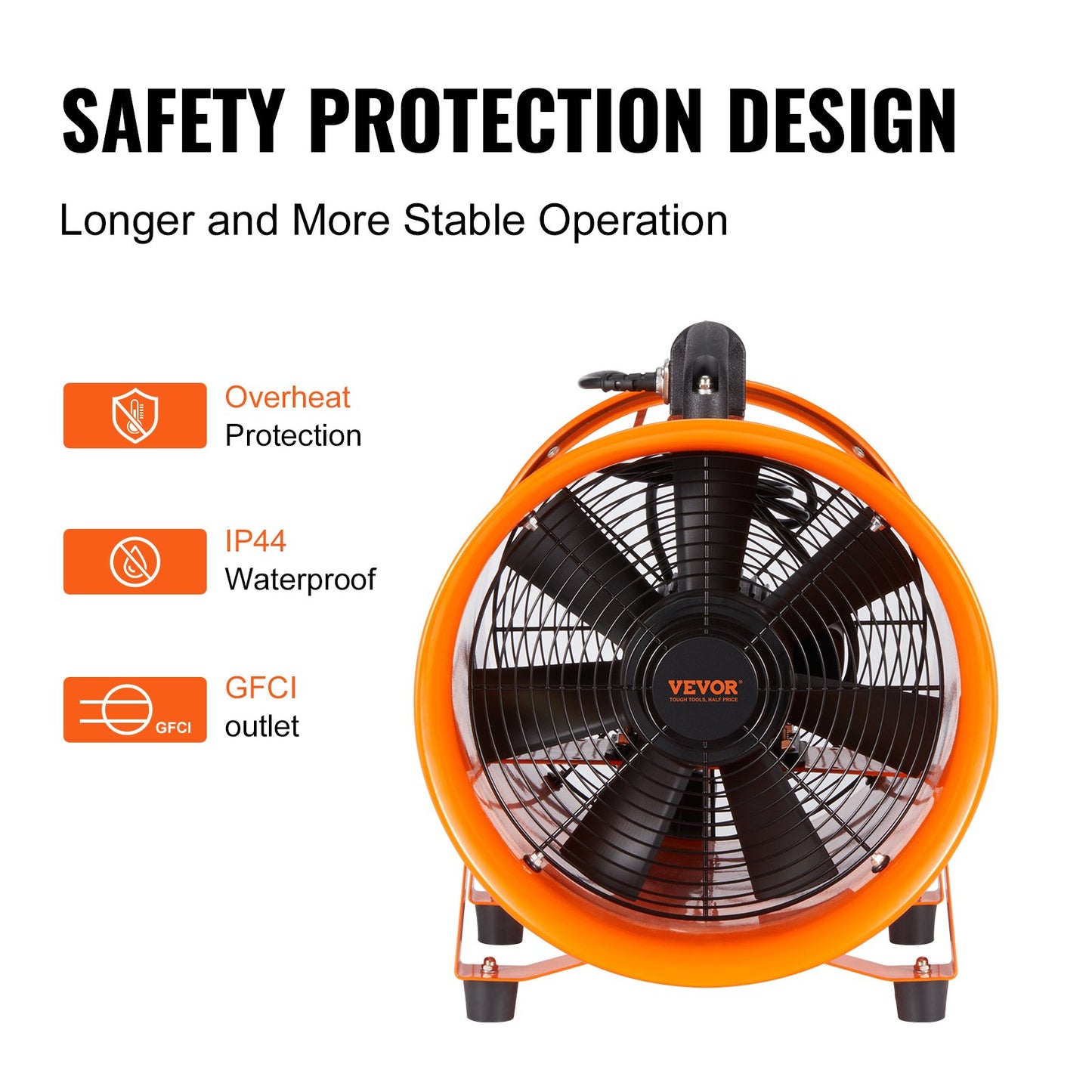 Portable Ventilator, 254mm Heavy Duty Cylinder Fan with 10m Duct Hose, 255W Strong Shop Exhaust Blower 1720CFM, Industrial Utility Blower for Sucking Dust, Smoke, Smoke Home/Workplace