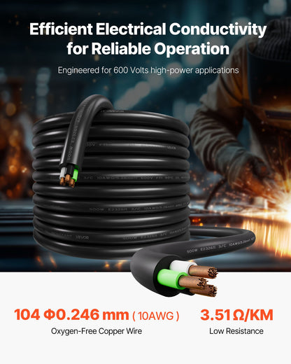 100 Fuß (30,48 m) 10AWG (6 mm²) Premium-Stromkabel, Kupfer-Verlängerungskabel
