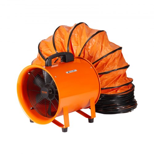 Tragbarer Ventilator, 254 mm Hochleistungs-Zylinderventilator mit 5 m Abluftschlauch, 255 W starker Werkstattabluftventilator (1720 CFM), Industrielüfter zum Absaugen von Staub, Rauch und Rauch in Haus/Werkstatt