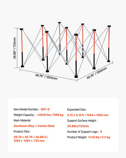 Portable Folding Workstand, 1264 x 1264 mm Collapsible Workbench, 1589 kg Weight Capacity, No Assembly Foldable Work Stand with Storage Bag, Table Top NOT Included, for Garage Workshop Outdoor