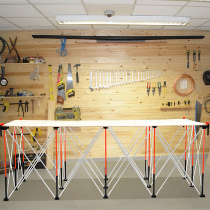 Portable Folding Workstand, 2455 x 1260 mm Collapsible Workbench, 2724 kg Weight Capacity, No Assembly Foldable Work Stand with Storage Bag, Table Top NOT Included, for Garage Workshop Outdoor