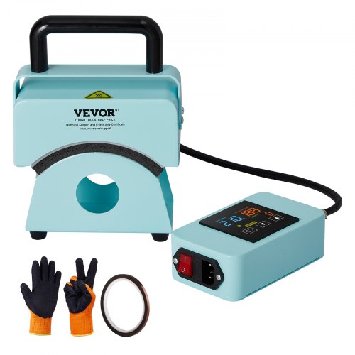 Mini-Hutpresse für Kappen mit integriertem Bedienfeld, inklusive 15 x 8 cm großer, gebogener Heizplatte, Sicherheitsfuß und Handschuh, automatischer Abschaltung, grün