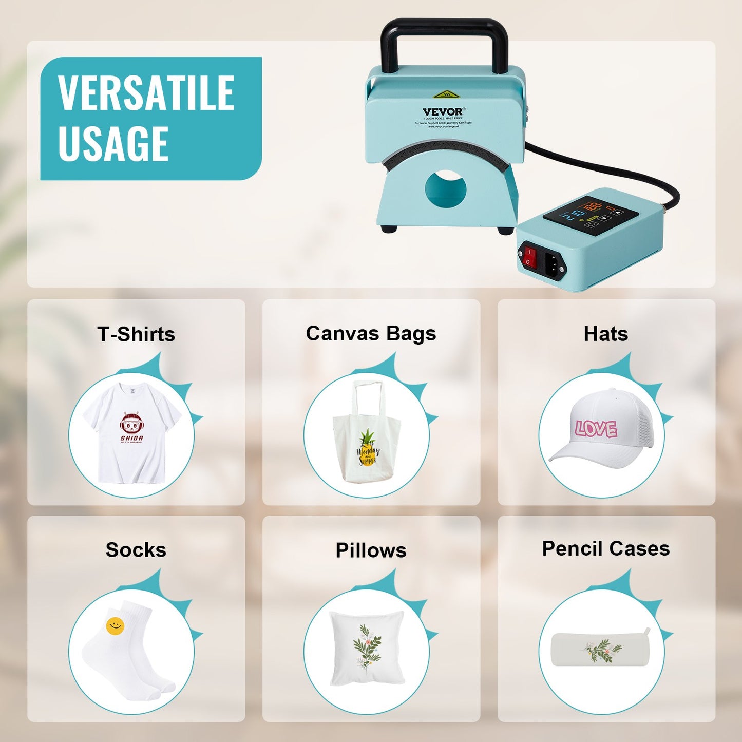 Mini-Hutpresse für Kappen mit integriertem Bedienfeld, inklusive 15 x 8 cm großer, gebogener Heizplatte, Sicherheitsfuß und Handschuh, automatischer Abschaltung, grün