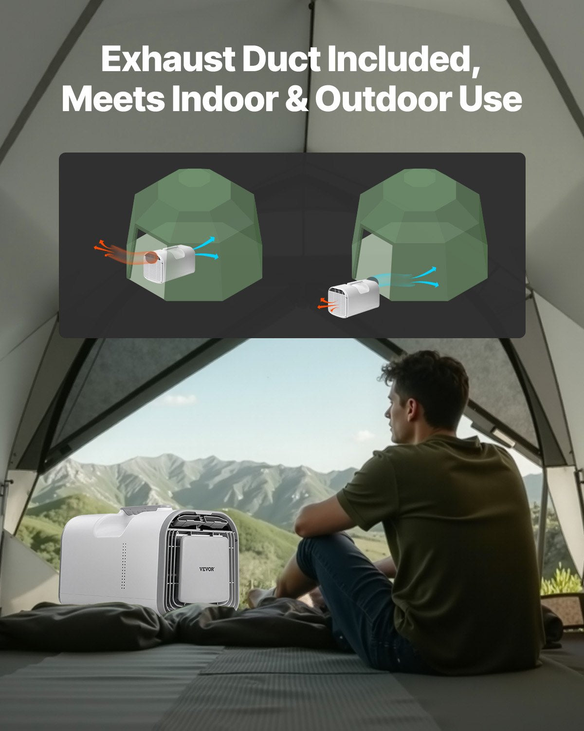 Portable Air Conditioner, 4250 BTU 3-Speed Air Conditioning Unit with 24H Timer, Air Portable AC Adjustable from 16-32℃, Compatible with AC/DC, for Outdoor Tent Camping, RVs or Home Use, White