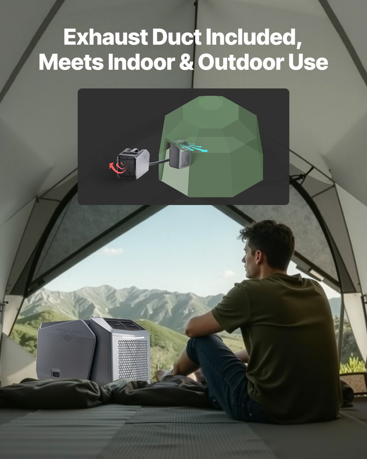 Portable Air Conditioner, 5000 BTU 3-Speed Air Conditioning Unit with 24H Timer, Air Portable AC Adjustable from 16-32℃, Compatible with AC/DC for Outdoor Tent Camping, RVs or Home Use, Grey