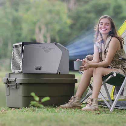 Portable Air Conditioner, 5000 BTU 3-Speed Air Conditioning Unit with 24H Timer, Air Portable AC Adjustable from 16-32℃, Compatible with AC/DC for Outdoor Tent Camping, RVs or Home Use, Grey