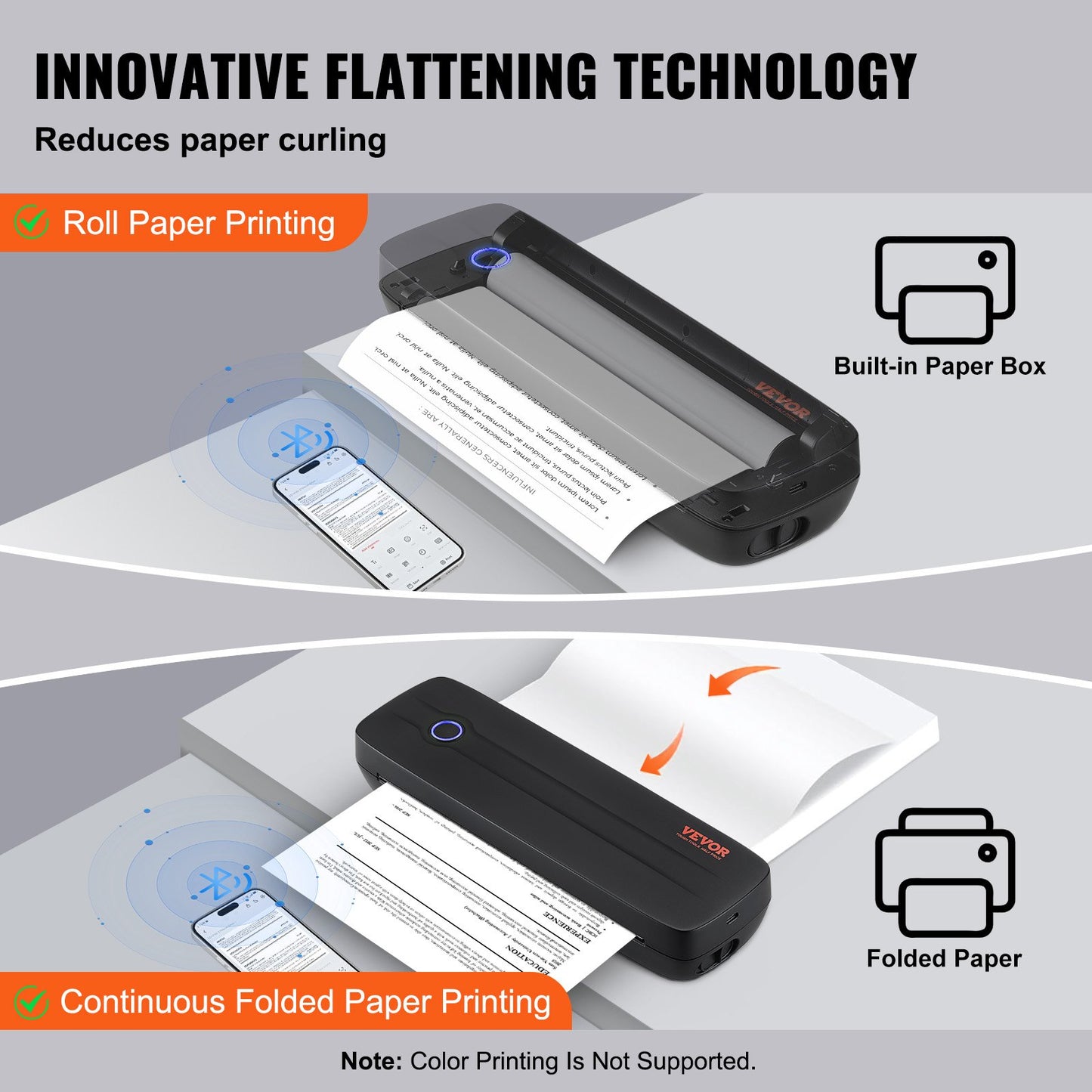 Portable Thermal Printer - 2600mAh Battery, 300 DPI, Bluetooth Inkless Mobile Printer for A4, A5 & 8.5" x 11" Thermal Paper, Compatible with iOS, Android & Laptop, for Travel, Office & Home Use