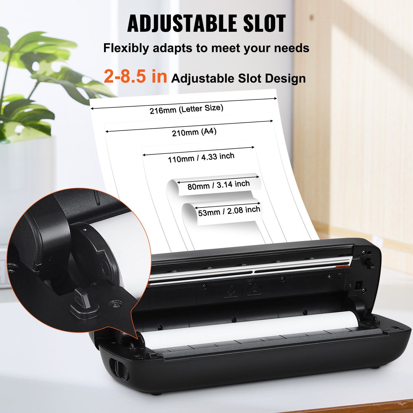 Portable Thermal Printer - 2600mAh Battery, 300 DPI, Bluetooth Inkless Mobile Printer for A4, A5 & 8.5" x 11" Thermal Paper, Compatible with iOS, Android & Laptop, for Travel, Office & Home Use